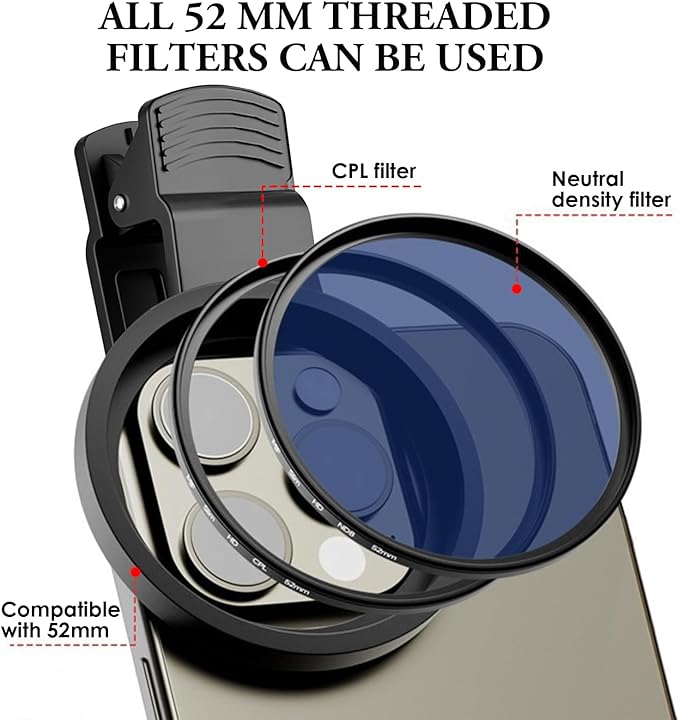 Clip - on Phone Polarizer Lens, Anti - Glare Polarizing Filter for Smartphone Cameras, Universal Clip Design with Cleaning Kit, Enhance Color & Reduce Reflections for Outdoor/Glass Photography