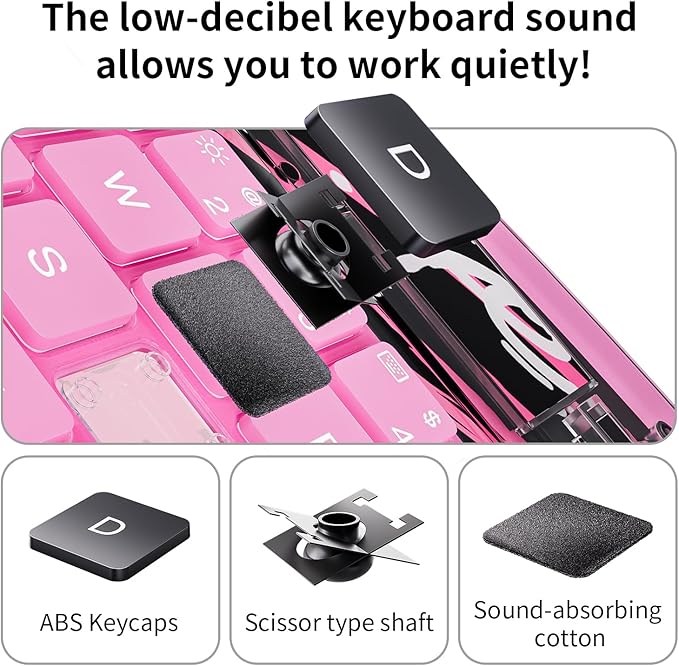 Keyboard Case for iPad 11 inch Pro 4/3/2/1st Gen & 11’’ iPad Air 2025 M3, 2024 M2 & 10.9" iPad Air 5th/4th Gen, 360° Rotating Stand Transparent Protective Cover with Pencil Holder (Pink)