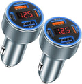 Car Charger USB C, Besgoods 65W 4-Port USB Cigarette Lighter Adapter with Voltmeter PD QC Fast Charging for iPhone 16 15 14 13 12 11 Galaxy S24 S23 A54 A15 Dash Cam Car Accessories, 2Pack