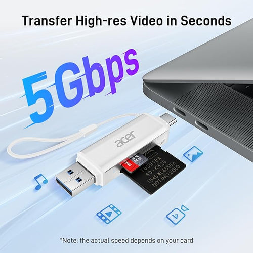 acer SD Card Reader USB C, Dual Slots USB Type C to Micro SD Card Adapter