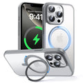 MAGIC JOHN 360° Rotatable Magnetic Invisible Stand for iPhone 14 Pro Case [Anti-Slip Grip] [Compatible with MagSafe] 16FT Shockproof for iPhone 14 Pro Case with Kickstand, Gray