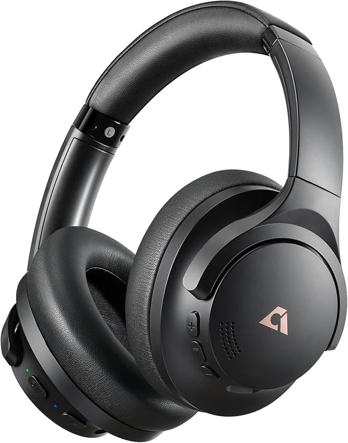 1Mii Y8 Active Noise Cancelling Headphones, Wireless Headphones Over Ear Bluetooth 5.3, LDAC Hi-Res Audio,75H Playtime with Transparent Mode for Work/Travel/Home/Office-Black