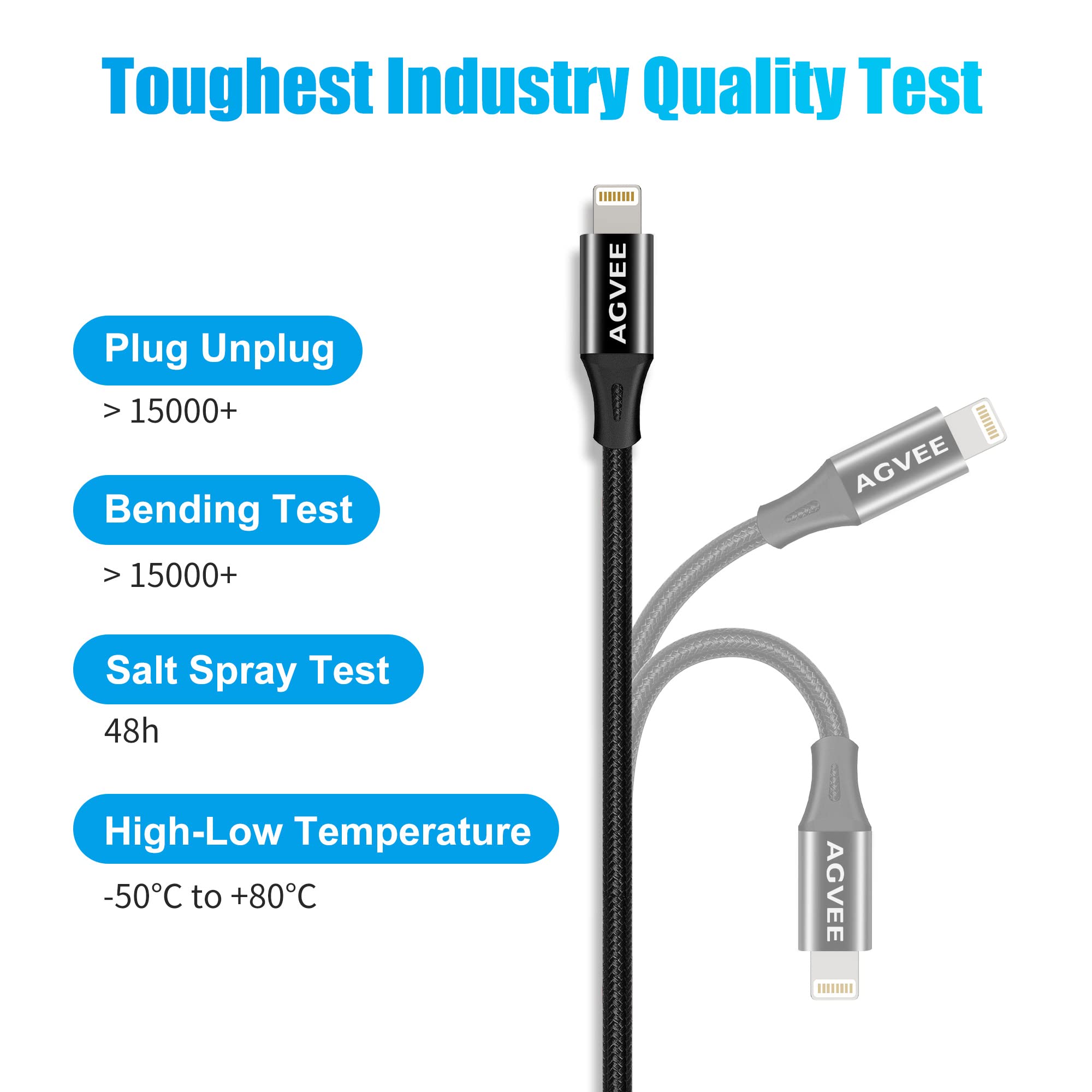 AGVEE 2 Pack 4 Inch USB-C Female to Lightning Male 30W Charging Adapter