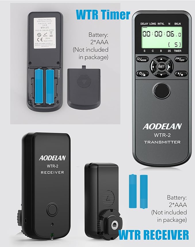 AODELAN Wireless Camera Timer Shutter Remote, Timelapse Intervalometer Shutter Remote Release Control for Sony A9 a7 a7III 7RIV ZV-1 a6000 a6400 a6600 RX10 IV; Replaces Sony RM-SPR1