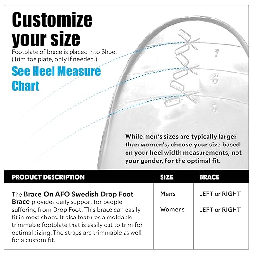BraceOn AFO Swedish Foot Stabilizer, Drop Foot Brace for Women, AFO Brace and Foot Drop Brace, Womens, Left