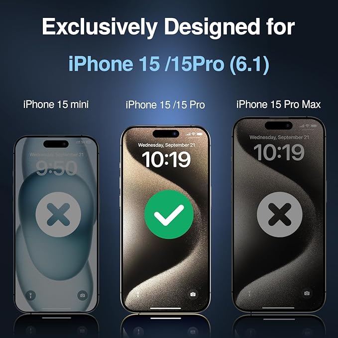 SMARTDEVIL 2PACK Privacy Screen Protector for iPhone 15 Pro Shatterproof Tempered Glass [True 28°Anti Spy] [9H Hardness] [Auto Dust-Elimination Install], [Bubble Free]