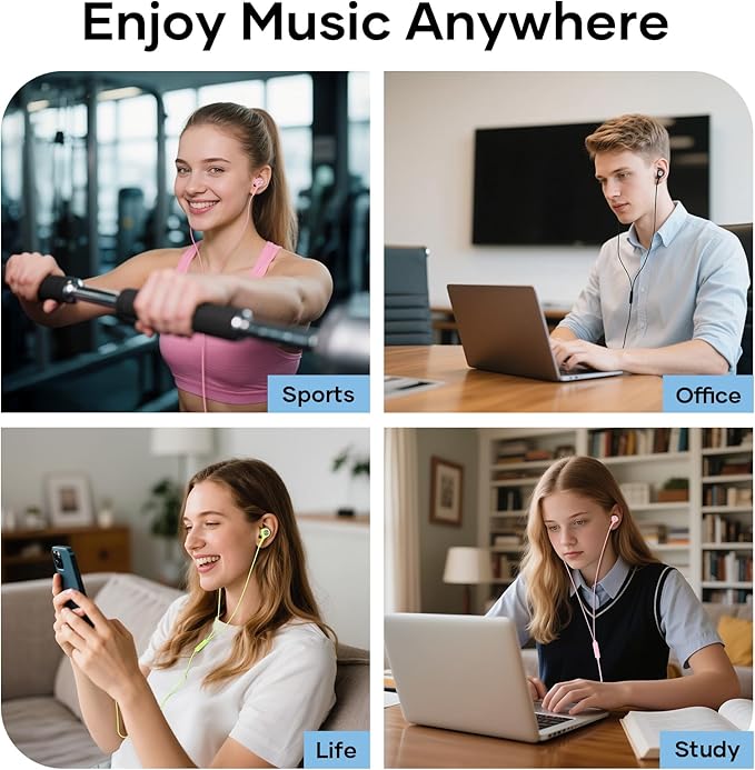 Wired Earbuds with Microphone 5 Pack, in-Ear Headphones with Heavy Bass, High Sound Quality Earphones Compatible with iPad, Laptop, MP3, Android Smartphones, Fits All 3.5mm Jack Device