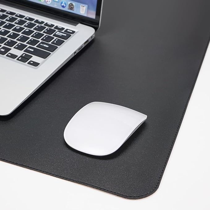 AFIING Dual-Sided Desk Pad, Natural Cork & PU Leather, Desk Mat Protector Non-Slip, Waterproof, Easy Clean,Large Mouse mats for Office and Home Work(Black, 31.5"x17")