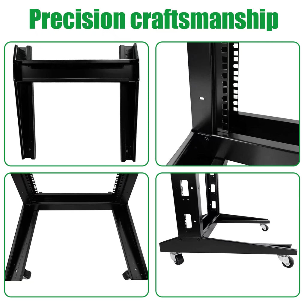 GlobalRack 2-Post 42U Open Rack on Casters, w/2x 2U Center Mount Shelves