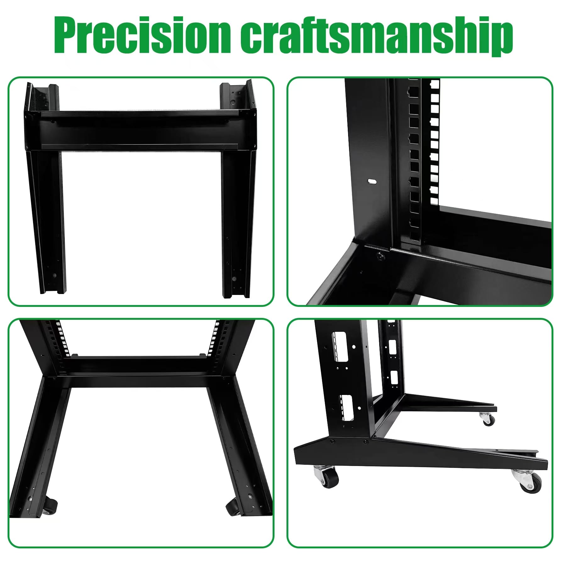 GlobalRack 2-Post 42U Open Rack on Casters, w/2x 2U Center Mount Shelves