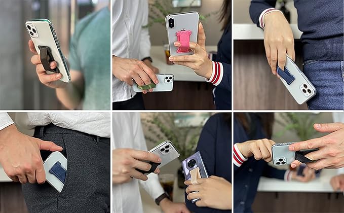 Phone Grip Holder for Hand, Universal Finger Strap Phone Holder, Finger Selfie Grip Compatible with Most Smartphones (Light Blue) - 2Pack