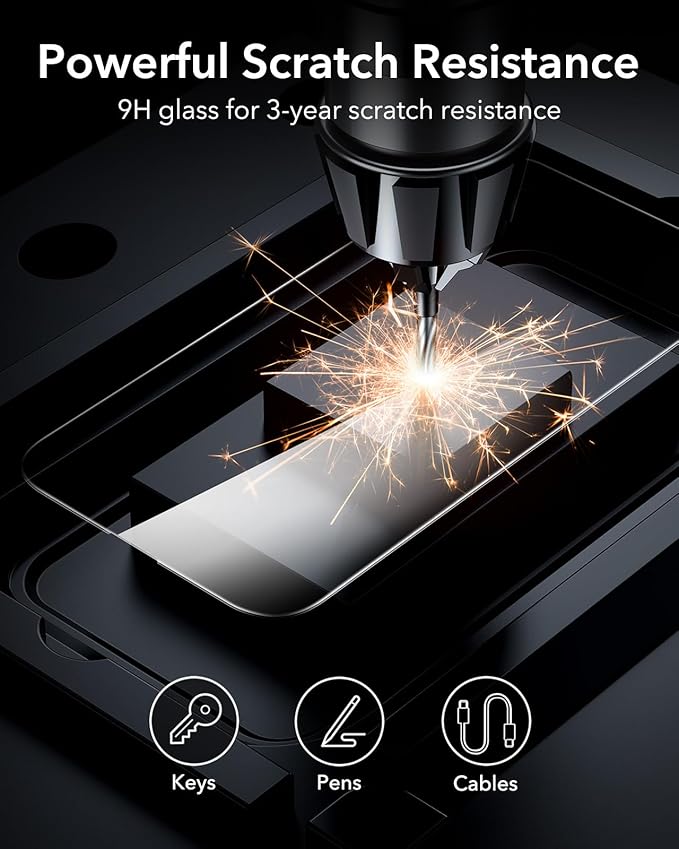 ESR 3 Pack for iPhone 14 Pro Max Screen Protector, [9H Hardness] [Military Grade Shatterproof] Tempered Glass Film with Flawless Fit Tray
