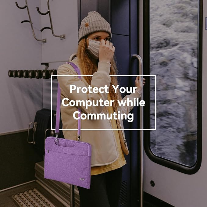 Voova Laptop Bag 15.6 Inch, Waterproof Computer Sleeve Carrying Case with Shoulder Straps & Handle Compatible with Macbook Air 15 M2/M3/M4, MacBook Pro 15/16, 15-16 Inch Hp Dell Lenovo Asus, Lavender