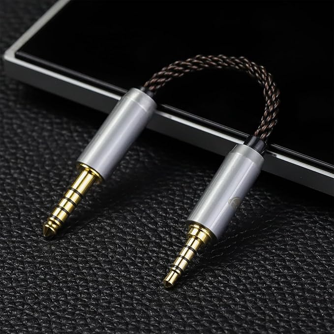 okcsc 4.4MM Male to 3.5MM Male Ultra Short Hifi Audio Cable - OFC Pair Recording Cable - 8-Core Braided Structure - 5.82 inch