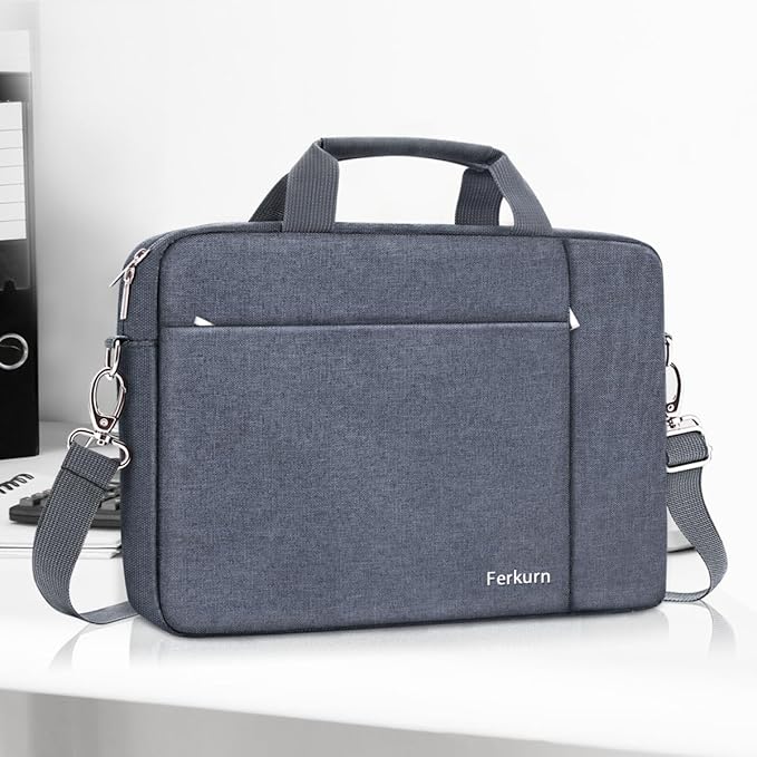 Ferkurn 17 17.3 Inch Laptop Bag Women Men Compatible with HP Envy Pavilion Omen/LG Gram/MSI/Dell Inspiron XPS/Lenovo Thinkpad/Acer, Shoulder Strap Carrying Briefcase Messenger Computer Bag Case, Grey