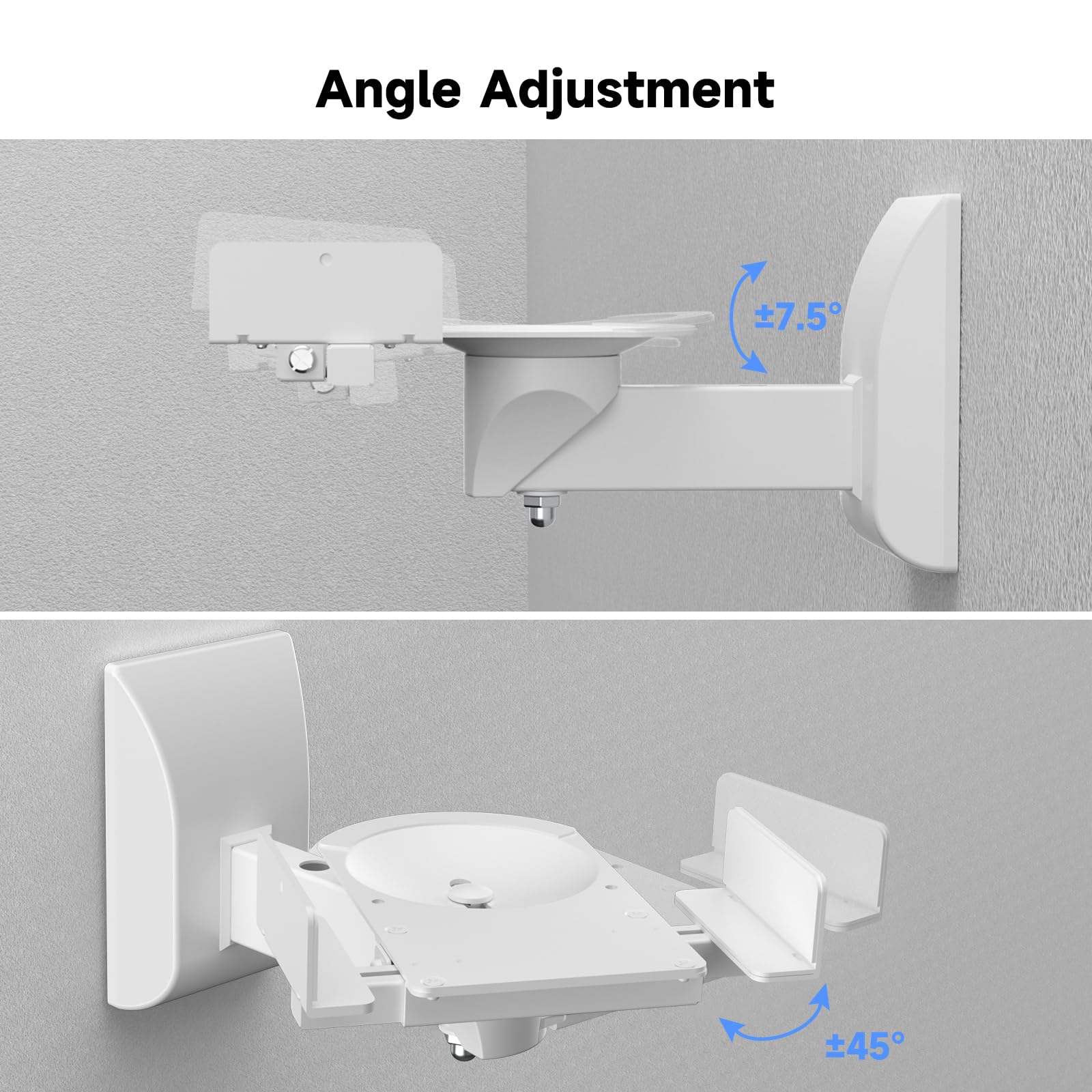 suptek Dual Side Clamping Bookshelf Speaker Wall Mounting Bracket for Large Surrounding Sound Speakers, Hold Up to 55 lbs, White (SPM201W)