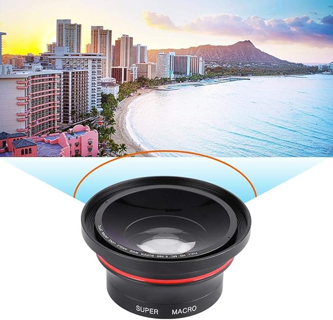 37mm 0.39X Professional HD Wide Angle Lens with Macro Lens and 37mm Phone Clip for Camcorder DSLR Camera