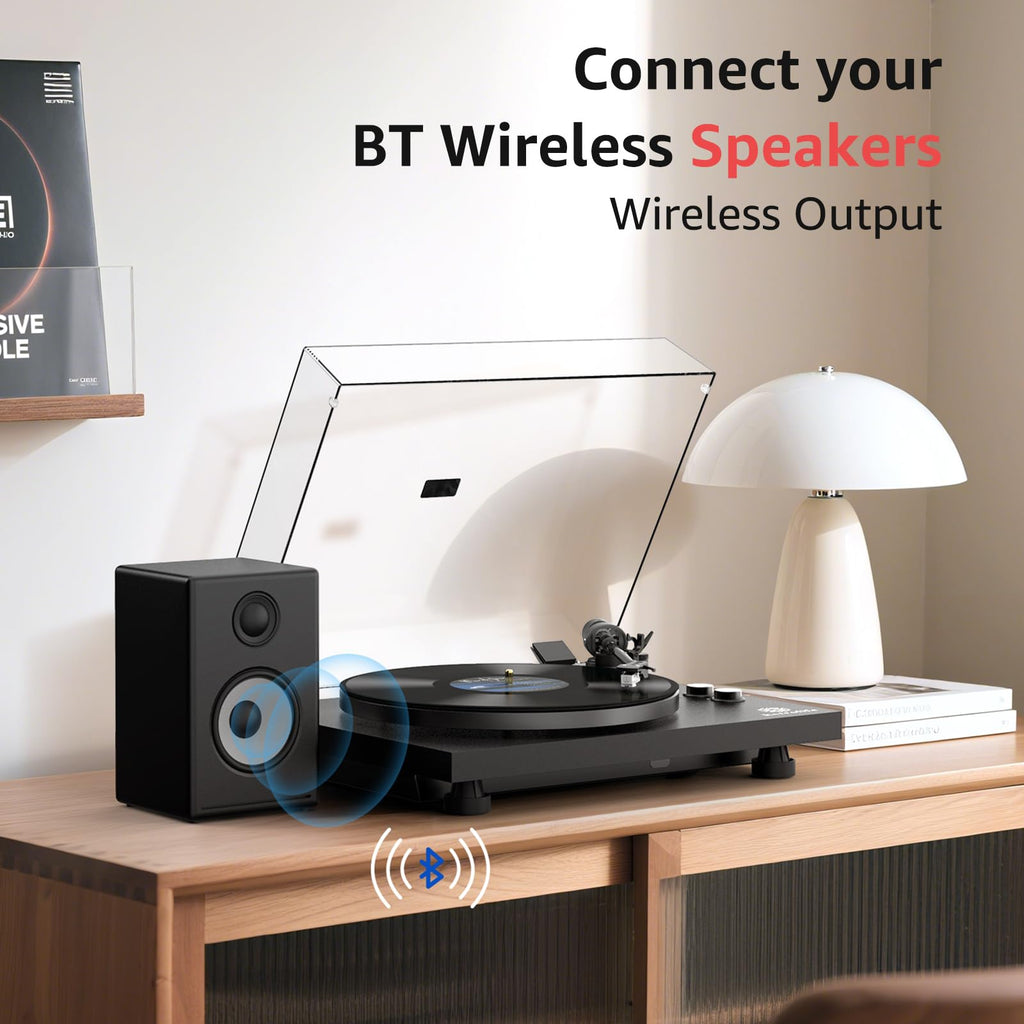 Retrolife Record Player Wireless Output Turntables AT-3600L Cartridge Black
