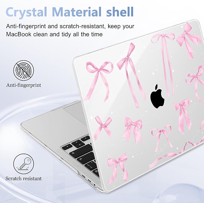 for MacBook Pro 16 inch Case 2019 2020 Release Model A2141, Plastic Hard Shell Cover with Keyboard Cover & Screen Protector for MacBook Pro 16 inch with Touch Bar & Touch ID, Bowknot