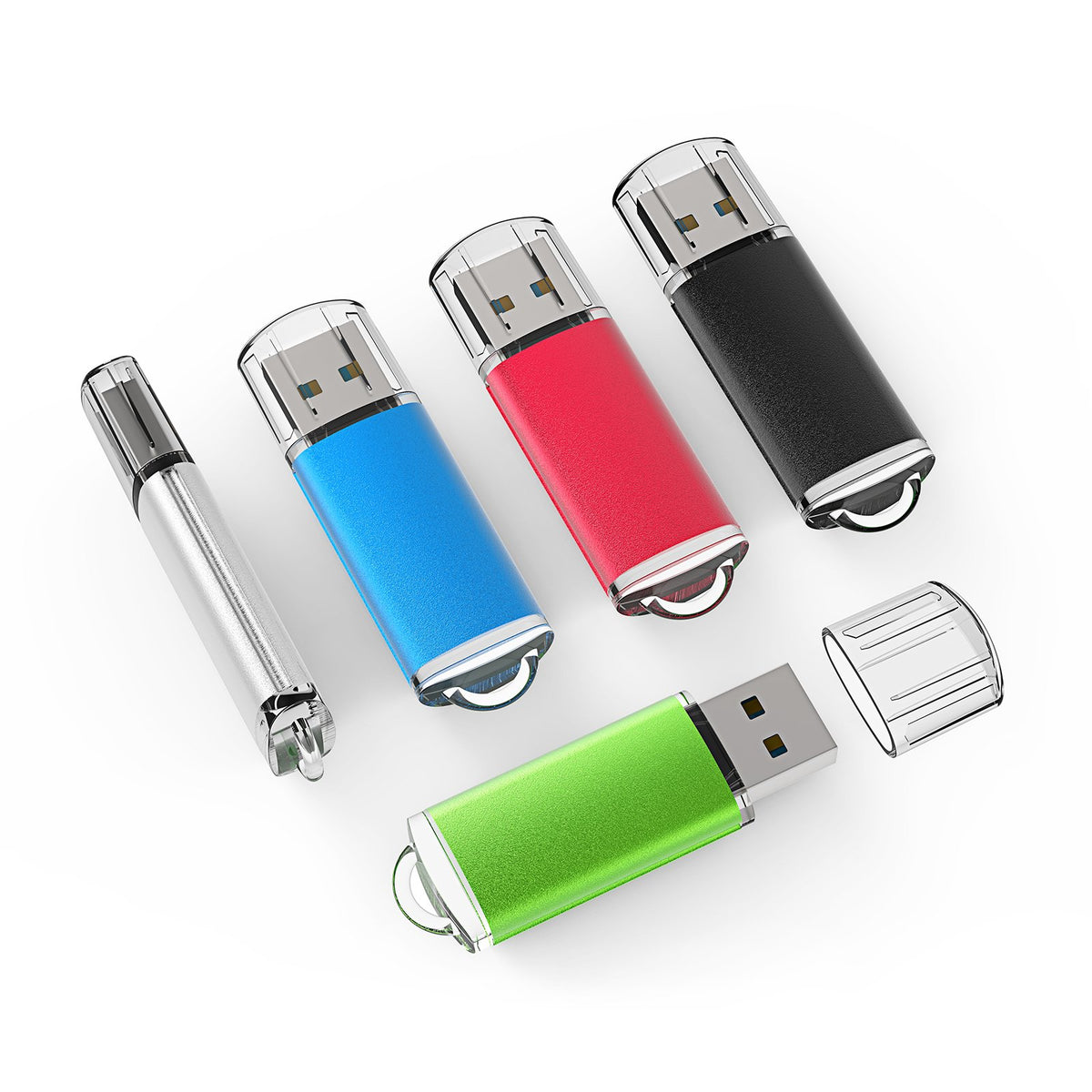 TOPESEL USB Flash Drive 5 Pack 4GB USB 2.0 Flash Drive Memory Stick USB Drive Thumb Drives USB Stick (5 Mixed Colors: Black Blue Green Red Silver)