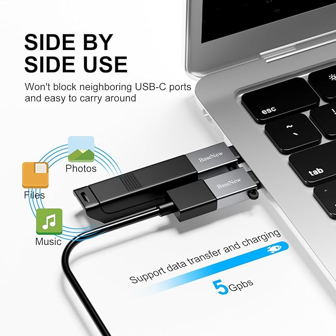 USB C to USB Adapter 6 Pack,Type C to USB Adapter,USBC Male to USBA Female OTG Converter,USBC Adapters for iPhone 16 15,MacBook Pro/Air,iPad Pro,Charger(Grey)