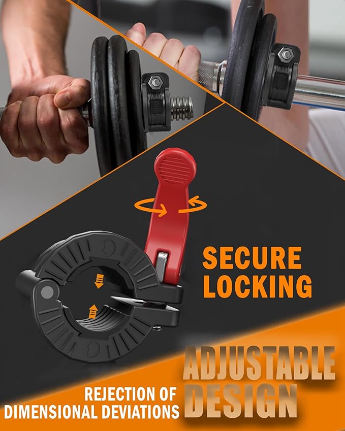 MAXRICH Barbell Clamp 1 inch Multiple Sizes & Adjustable Weight Clips for Quick Release Barbell Collars