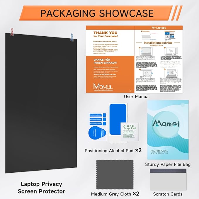 Nano Laptop Privacy Screen 14 Inch 16:10, No Glue Computer Monitor Privacy Shield, Matte Anti Glare Blue Light Filter Compatible with Lenovo Hp Dell Acer Asus Thinkpad Envy Xps