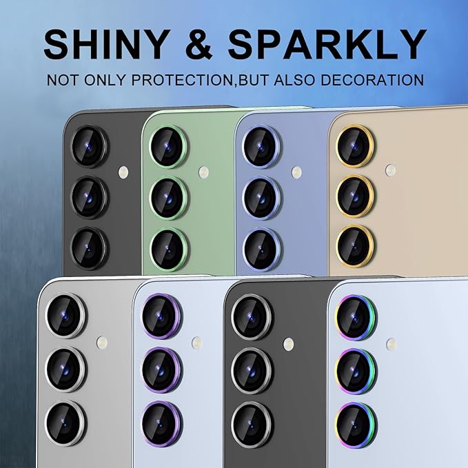 for Samsung Galaxy S25 Camera Lens Protector, Individual Metal Ring Tempered Glass Lens Cover, [Strong Adsorption] Scratch Resistant Ultra-Thin HD Clear Lens Cover, 1 Set-Colorful
