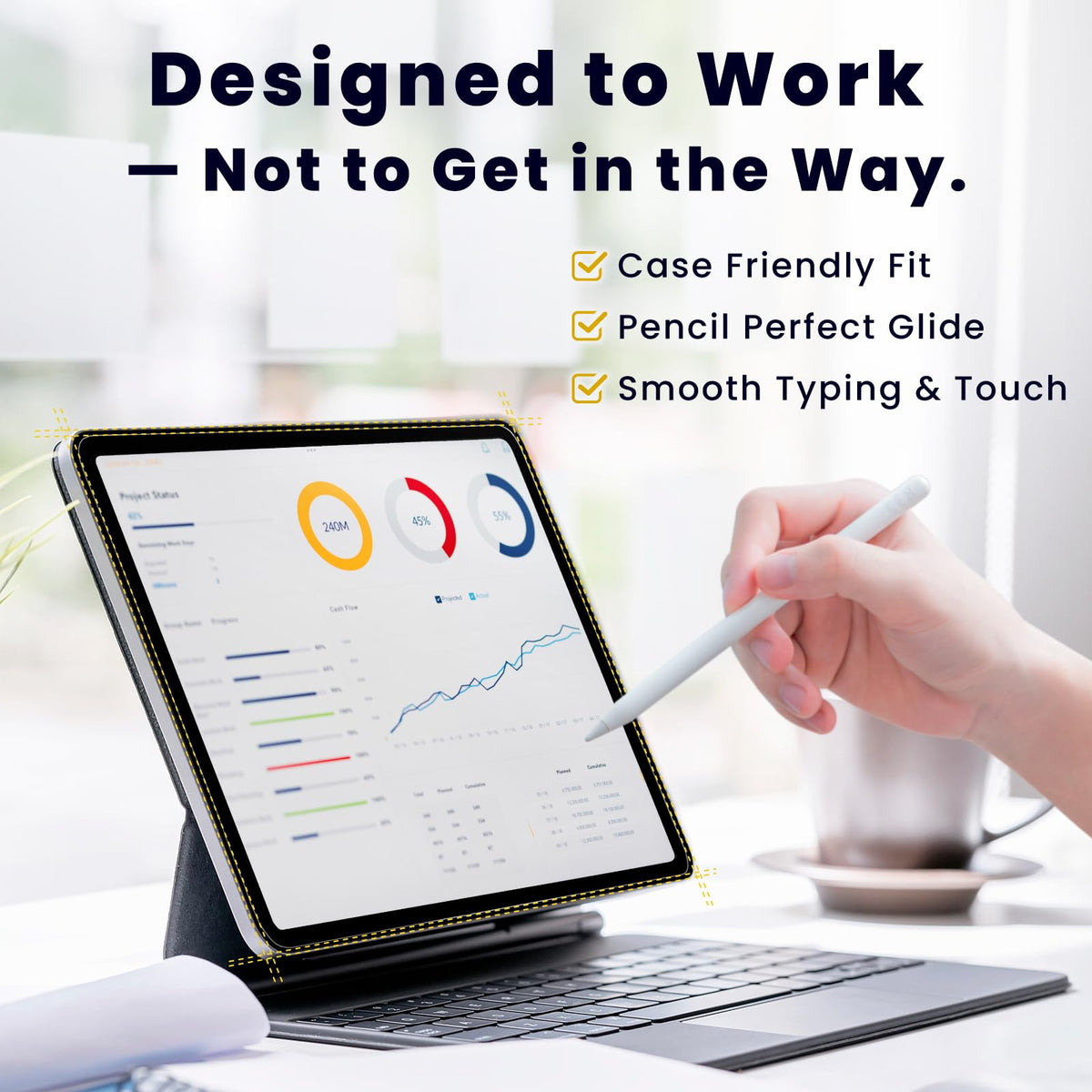BELLEMOND Tempered Glass Screen Protector designed for iPad Pro 13" (M5, 2025/M4, 2024) - Anti Blue Light filter「EZ Guide」Alignment Kit for Flawless Installation, 10H Hardness - Designed in Japan
