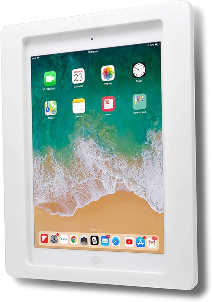 TABcare Anti-Theft Acrylic VESA Enclosure for Apple iPad Pro 12.9" 2018 2020 2021 with Wall Mount Kit & 90-Degree Angle USB C Cable (iPad Pro 12.9" 3/4/5, White)