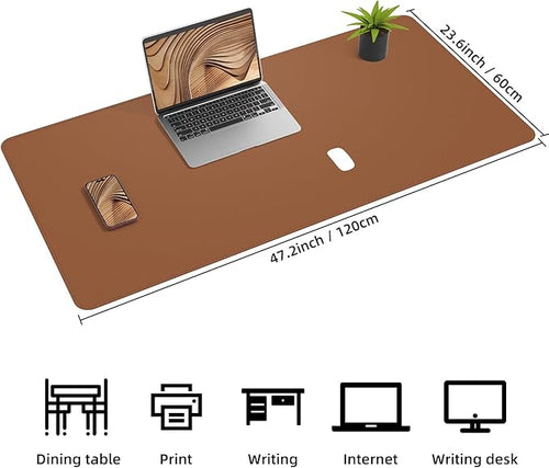 AFIING Cork Desk Mat 47" x 23.6", Dual-Sided Natural Cork & PU Leather Desk Pad, Non-Slip Waterproof Large Mouse Pad for Office, Home & Gaming (Brown)