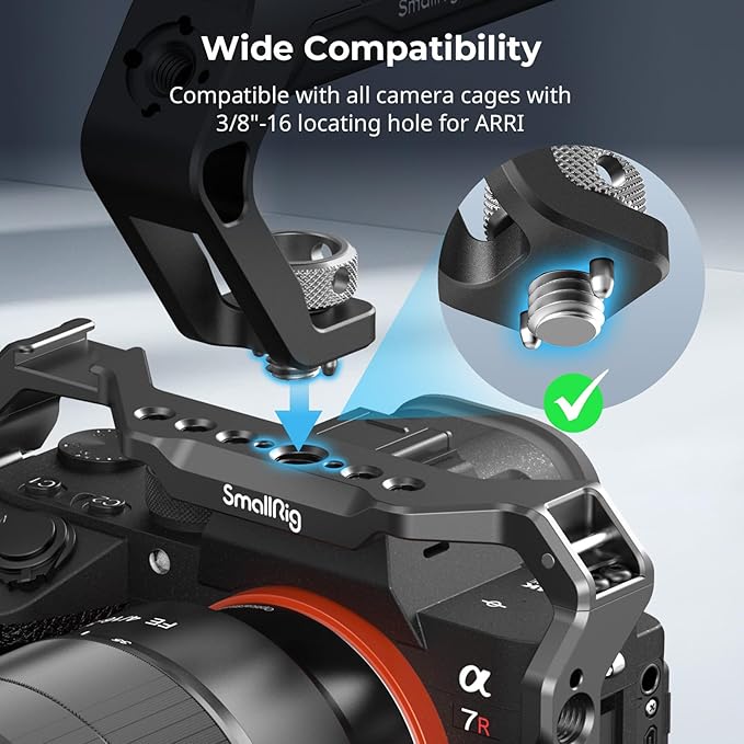 SMALLRIG Lightweight Top Handle with 3/8"-16 Locating Pins for ARRI, Tiny Camera Top Handle Only 113g, High-Strength Engineering Plastic Handle with Two Cold Shoe Mounts - 4757