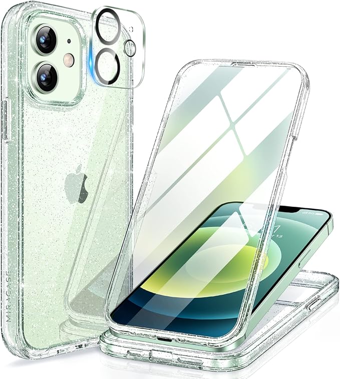 Miracase Magnetic for iPhone 12 Pro Max Case [Compatible with MagSafe] Full-Body Phone case with Built-in Glass Screen Protector& Camera Protector, Military Drop Proof 12 Pro Max Cover
