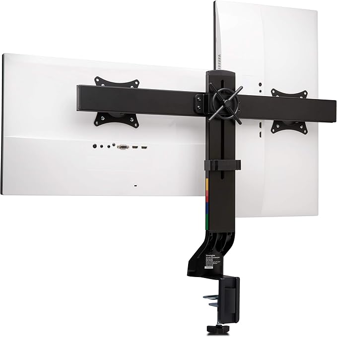 Kensington Dual Monitor Mount for Desk, C-clamp Vesa Monitor Stand Fits 2 Ultrawide Monitors Up to 27 Inches, Low Profile Stand, Height Adjustable Rotating Free Standing Arm, Black