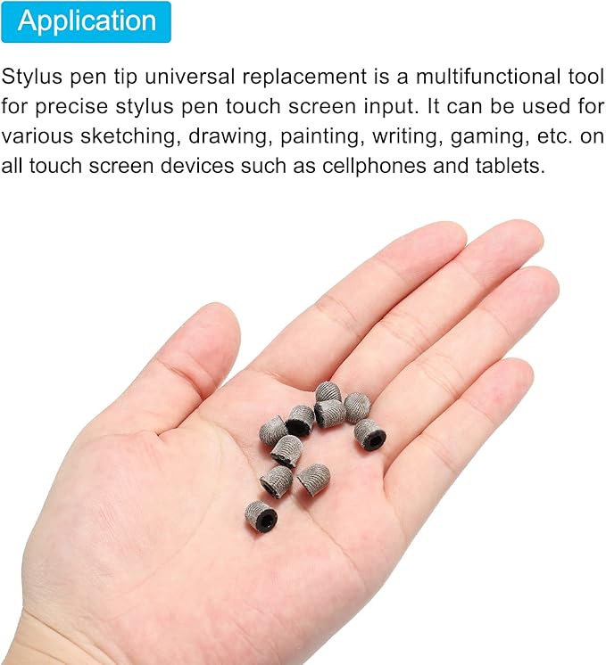 MECCANIXITY 12pcs 6mm Stylus Pen Fine Tips Conductive Fiber Capacitive Touch Screen Pens Tip Universal Replacement