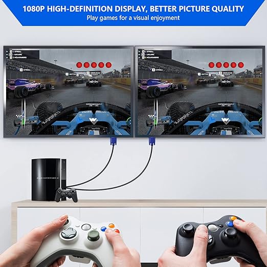PASOW VGA Splitter Cable (No Screen Extension) 1 Male to 2 Male Dual Monitor Y Adapter 1080P Full HD for projectors, HDTVs, Monitors (6 Feet) - Only for Screen Duplication - Work for Identical Monitor