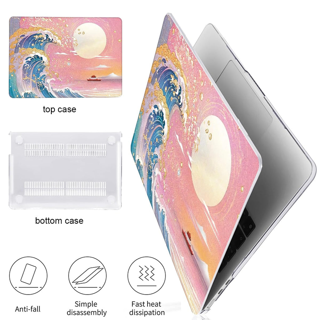 LCMOCICO for MacBook Air 13 Inch Case 2026 2025 2024 2023 2022 Release M5 A3449 M4 A3240 M3 A3113 M2 A2681, Scratch Resistant Plastic Hard Shell Case for MacBook Air 13.6 M5, Sunset Glow Waves