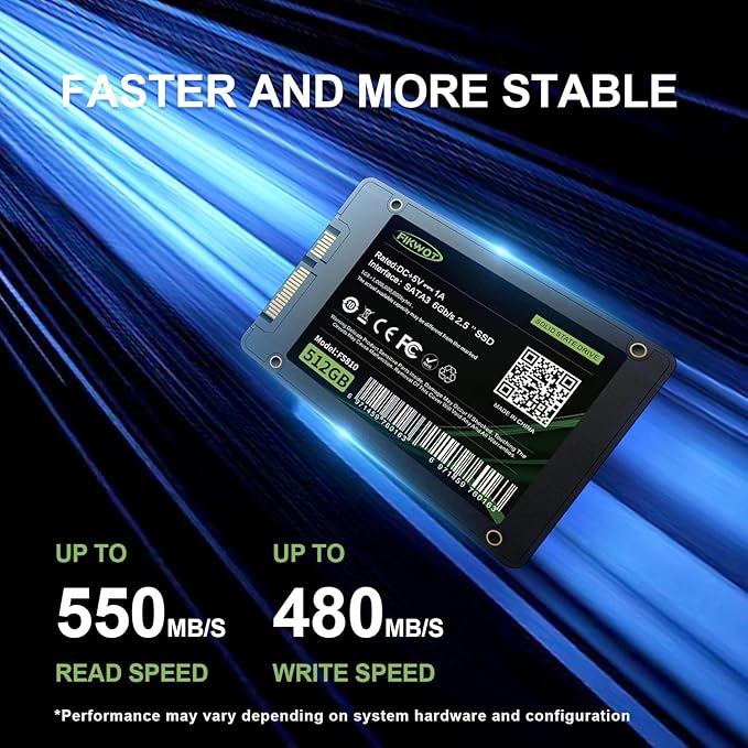 FS810 512GB SSD, 2.5" SSD SATA III 6Gb/s, Solid State Drives, Up to 560MB/s, 3D NAND TLC Flash, Internal SSD for Desktops and Laptops(Black)