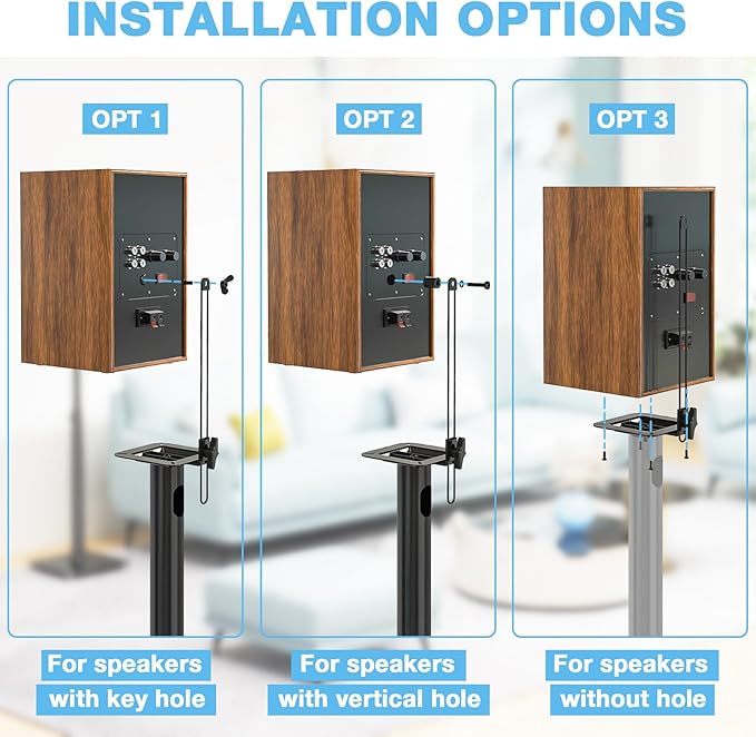 Rfiver Bookshelf Speaker Stands Pair, Height Adjustable Rear Speaker Stands from 32" to 43" with 360° Swivel, 11 lbs Capacity, Set of 2 for Satellite & Small Bookshelf Speakers