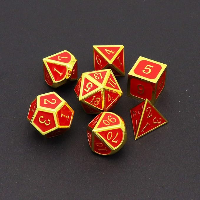 Haxtec Metal DND Dice Set Heat Sensitive Color Changing Metal Dice Polyhedral D&D Dice Compatible with Dungeons and Dragons RPG -Gold Black Red Shift
