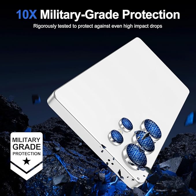 for Samsung Galaxy S25 Ultra Camera Lens Protector, Individual Metal Ring Tempered Glass Lens Cover, [Strong Adsorption] Scratch Resistant Ultra-Thin HD Clear Lens Cover, 1 Set-Slivery Ring