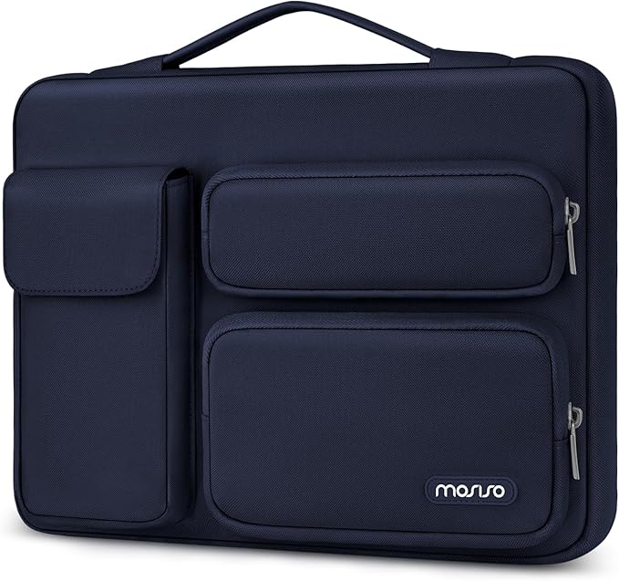 MOSISO 360 Protective Laptop Case 16 inch, 15-15.6 inch Laptop Sleeve Compatible with MacBook Pro 16, HP Acer Dell Lenovo ASUS Notebook, Side Open Bag with 2 Raised&1 Flapover Pockets, Navy Blue