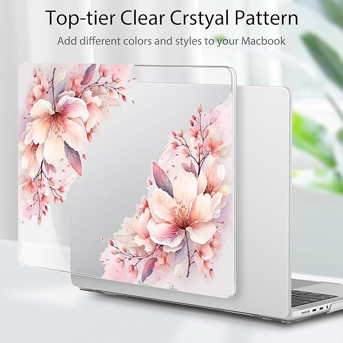 Tuiklol for M4 MacBook Pro 14 Inch Case 2024-2021 Release A3112 A3401 A3185/M3 A2918 A2992/M2 A2779/M1 A2442 Pro/Max Chip,Hard Shell Case with Screen Protector for Touch ID,Big Floral