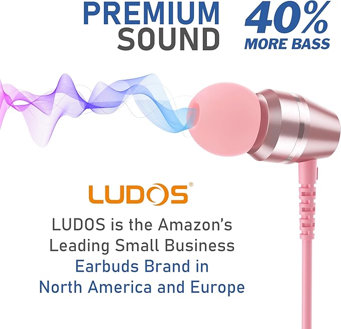 LUDOS OMNITONE USB C Headphones for iPhone 16 15 Pro Max Plus iPad Pro, 5 Years Warranty, USB-C Earbuds for Samsung Galaxy S24 S23 Ultra S22 S21 FE S20 A55 A54 A53, USB Type C Earphones - Pink