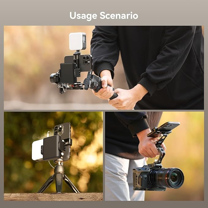 SMALLRIG Universal Metal Phone Support with Cold Shoe Mount, Smartphone Holder Adapter Support Free Adjustment Joints, Phone Tripod Mount for iPhone 16 15 14, for Samsung Galaxy etc. - 4382