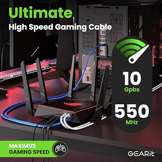 GearIT Cat 6 Ethernet Cable Pack - 10-Pack 14 ft Cat6 Ethernet Patch Cables | RJ45 Network Patch Cable, 10 Gbps Snagless Gold-Plated Connectors - Ethernet Cable Cat 6 for PC, TV, Router - Black