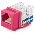 Everest 90° Angled RJ45 Cat6A Keystone Jacks 50-Pack in Pink - Slim Profile Female RJ45 Connectors - Cat 6A Keystone Jack - Compatible with 90° Angled Speed Termination Tool - easyJACK (B094WB91H3)