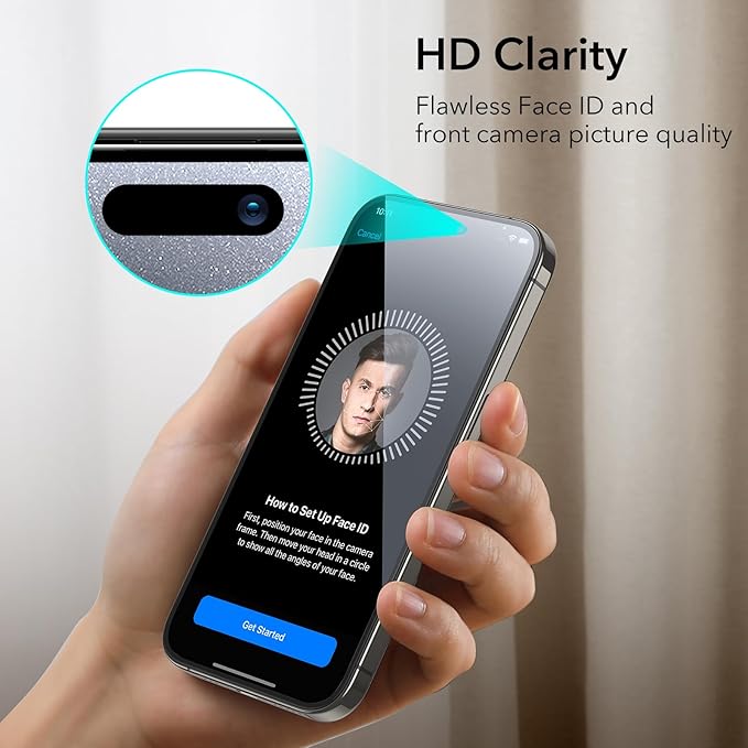 ESR 3+1 Pack for iPhone 15 Pro Max Screen Protector, 3 Black Edge Tempered-Glass Film and 1 Set Camera Lens Protector, 2.5D Curved Edges, Full-Coverage Military-Grade Protection, Scratch Resistant