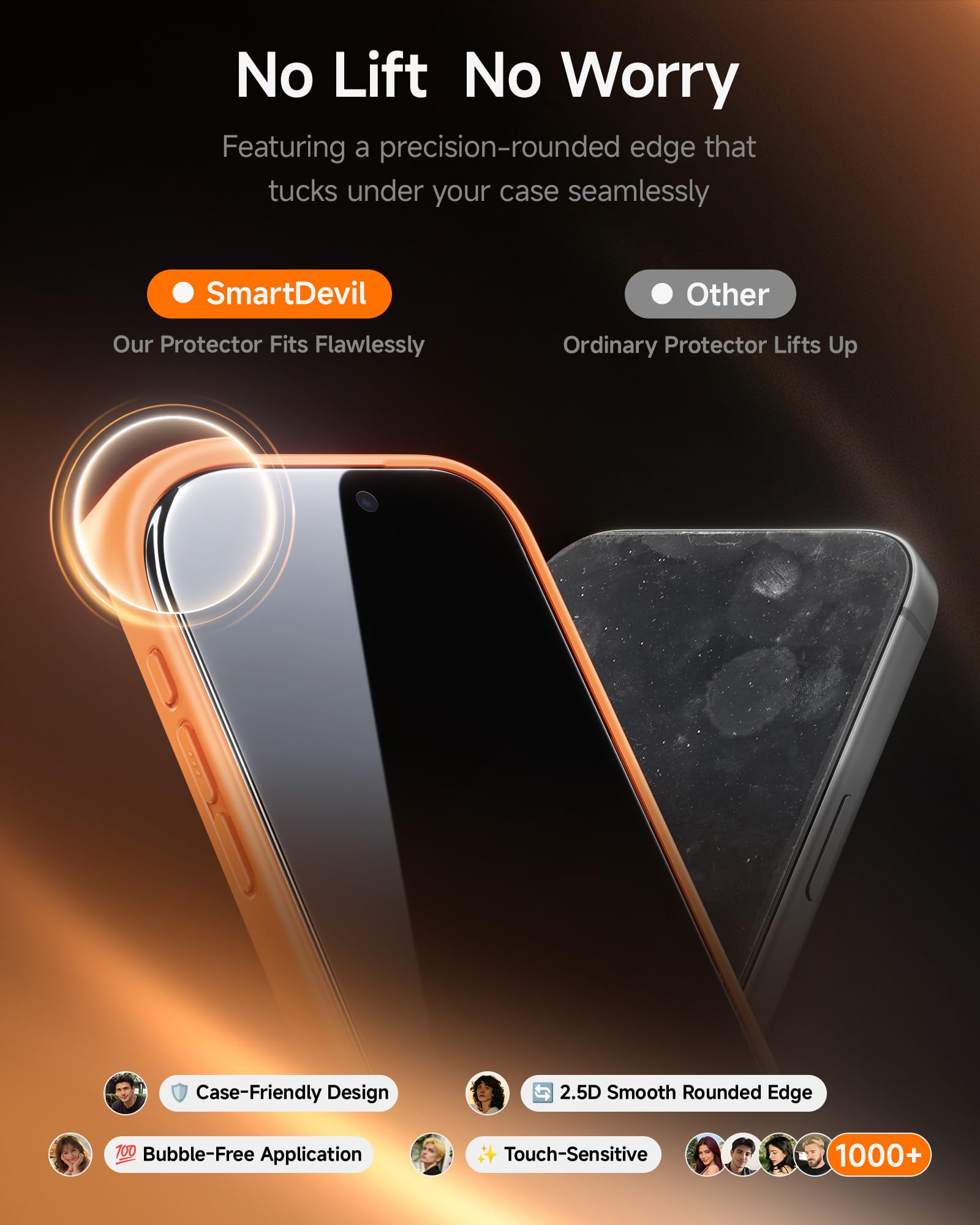 SMARTDEVIL 2 Pack for iPhone 16 Plus/iPhone 15 Plus Screen Protector