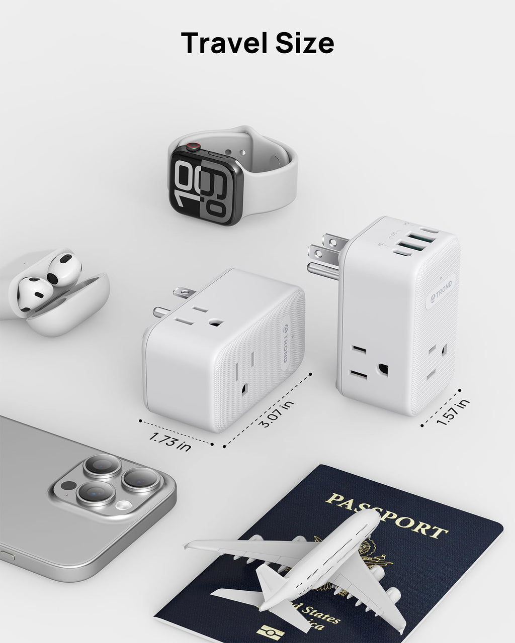 TROND Multi Plug Outlet Extender 2 Pack with 3 Way Outlet Splitter and USB
